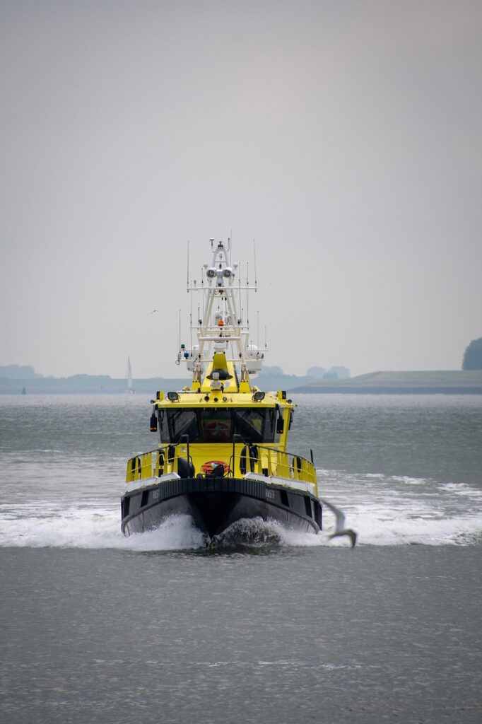 boat, nature, canal, travel, patrol boat, yellow boat, transport, vessel, speed, channel, waterway, water